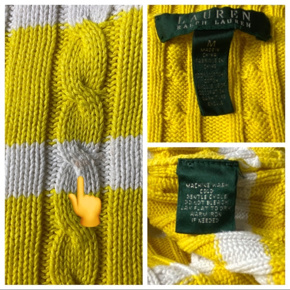 Lauren Ralph Lauren Yellow Cableknit  Sweater M - Picture 8 of 8